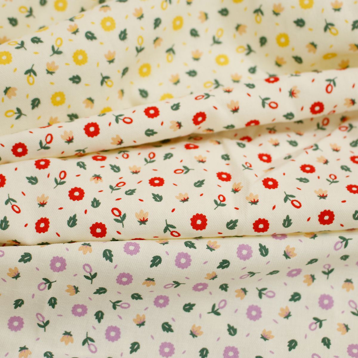 时尚韩版小碎花印花全棉女装服装面料 斜纹洗水棉 童装女童棉布料