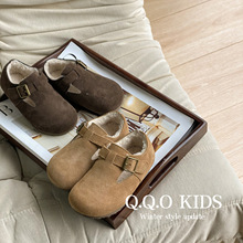 QQO童鞋 2023冬季加绒儿童勃肯鞋韩版女童软底保暖毛毛鞋男童棉鞋