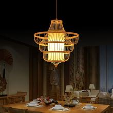 新中式现代竹编包间民宿火锅店餐厅卧室吊灯创意个性竹艺编织灯具