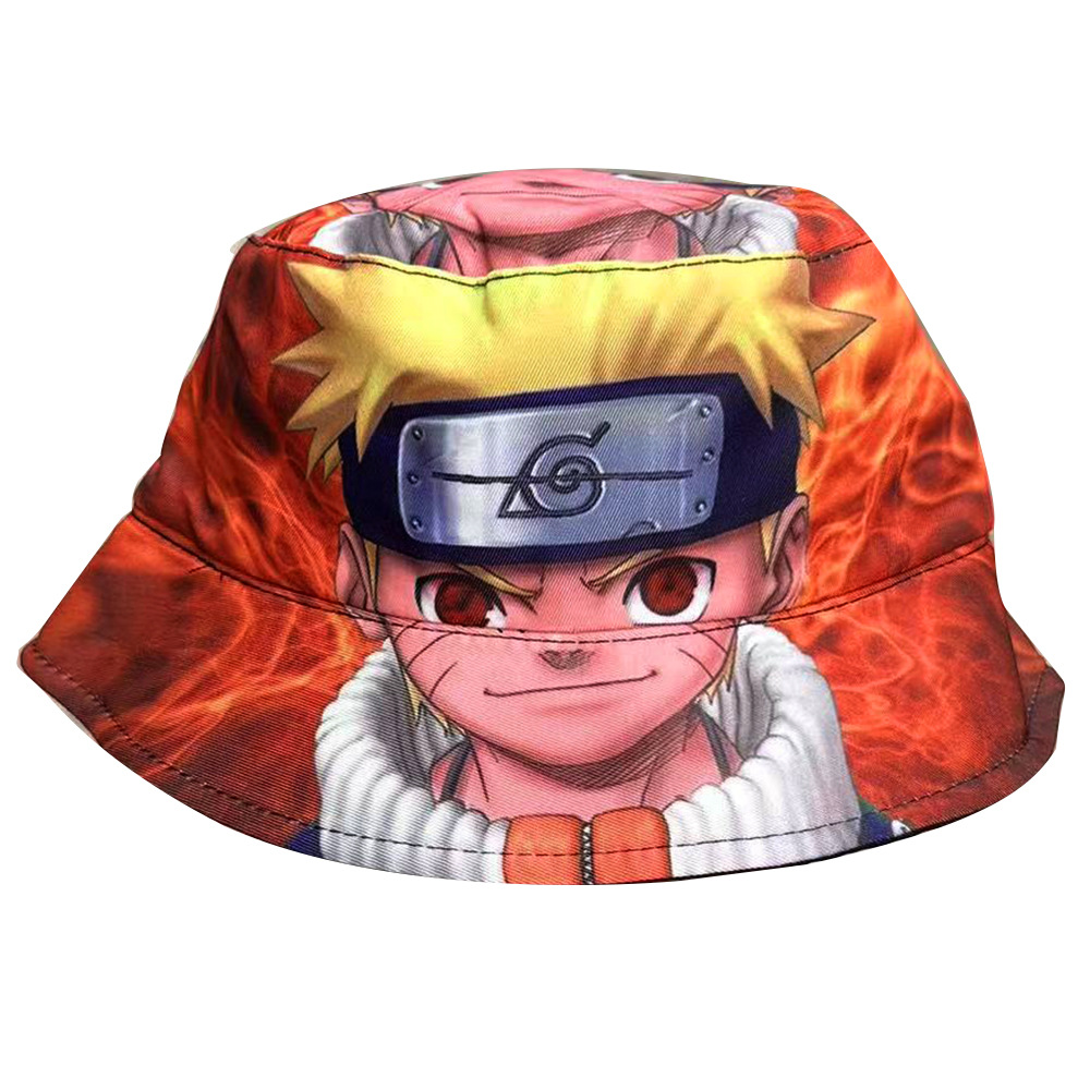 Cross-Border Anime Peripheral Printing Bucket Hat One Piece Naruto Cartoon Mario Sunshade Hat Sonic Bucket Hat