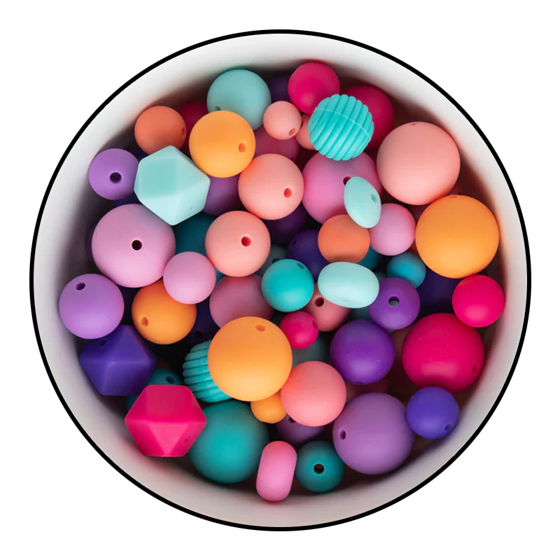 Spot Goods 15mm Silicone Beads Children's Food Grade round Beads Fork Accessories Baby Teether Color Scattered Beads