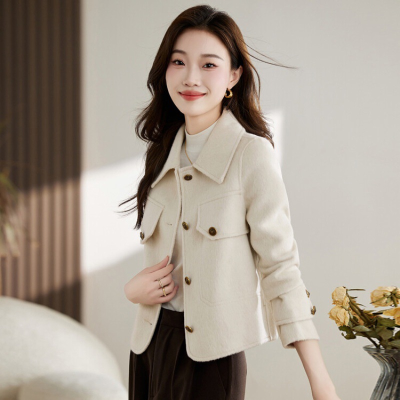 2023秋冬季新款双面羊绒大衣女修身显瘦小个子高端羊毛呢外套短款