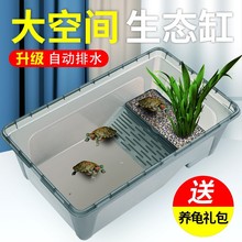 养龟箱乌龟缸饲养箱周转箱创意家用小鱼缸缸缸塑料养殖水陆缸耐摔