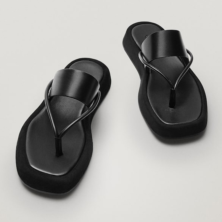 2022夏季新款md女鞋牛皮夹脚厚底凉拖鞋休闲人字型拖鞋外穿半拖