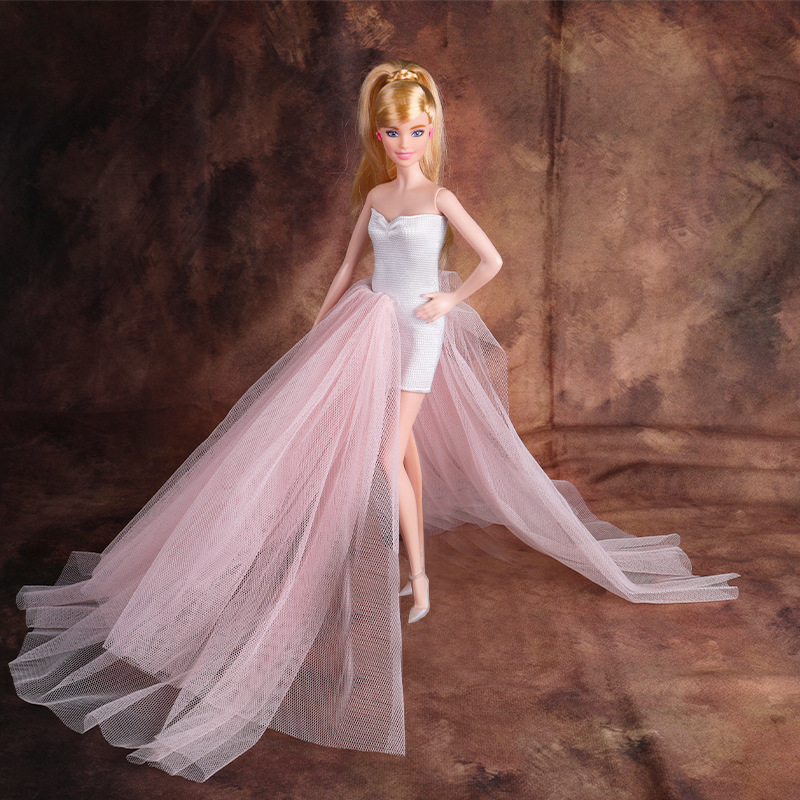 换装娃娃30cm6分娃衣服装蓬蓬礼服仙女公主婚纱裙 时尚拼接鱼尾裙