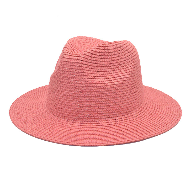 Amazon New Summer Sun Protection Straw Hat Big Brimmed Straw Hat Men's and Women's Beach Fedora Hat Travel Sun Hat Tide