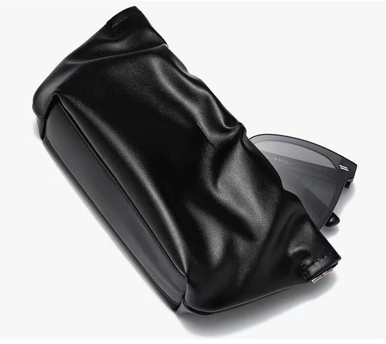 2021新款高品质gm眼镜盒 太阳镜盒 高档黑色软包皮质墨镜包装盒子