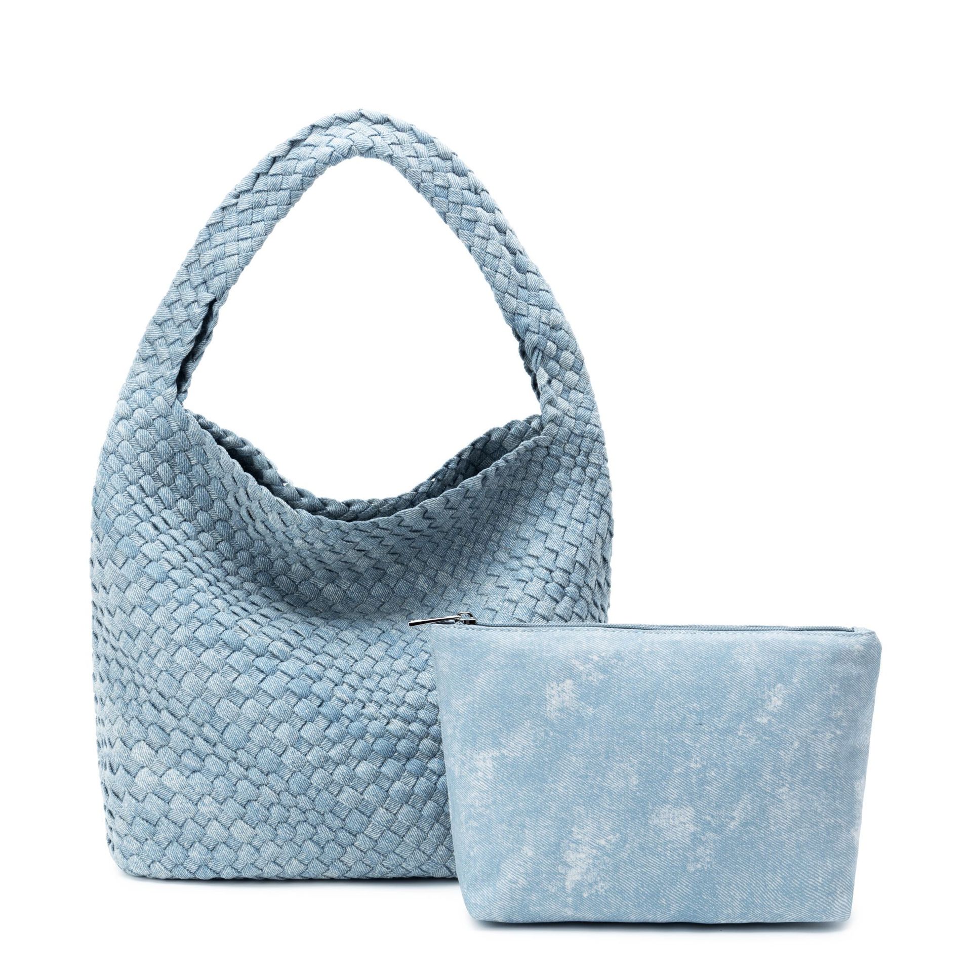 日韩纯手工编织包包手提包2024新款托特包水桶包单肩包跨境外贸热