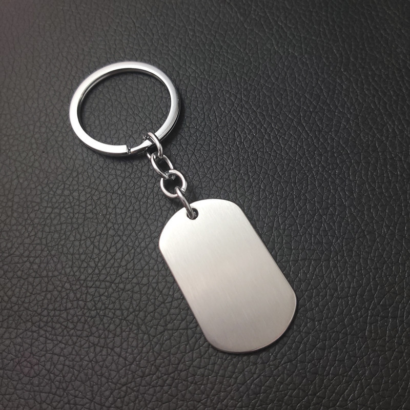 Spot Goods Stainless Steel Key Ring Metal Keychains Dog Tag Laser Key Chain Pendant Number Plate Can Add Log