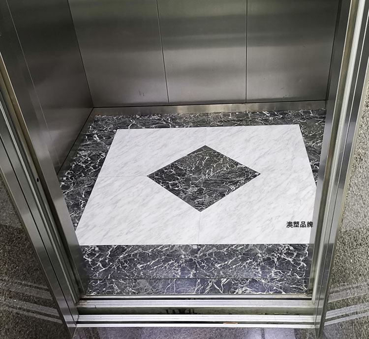 新品电梯轿厢地板pvc石塑地胶地垫仿大理石纹拼花酒店客梯货梯地
