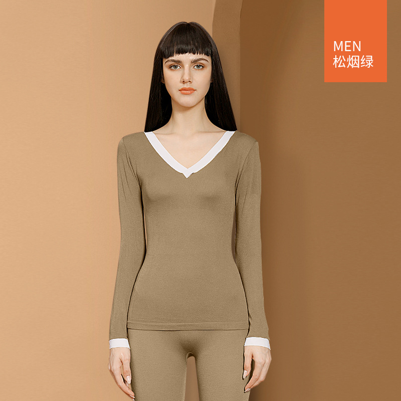 Autumn and Winter Thermal Underwear Wholesale Modal Seamless Long Johns Women's V-neck Warm Suit Slim-Fit Bottoming Shirt