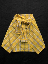同款这是一件衬衫今年流行彩色黄色格子屁帘女黄格下摆男长袖衬衣