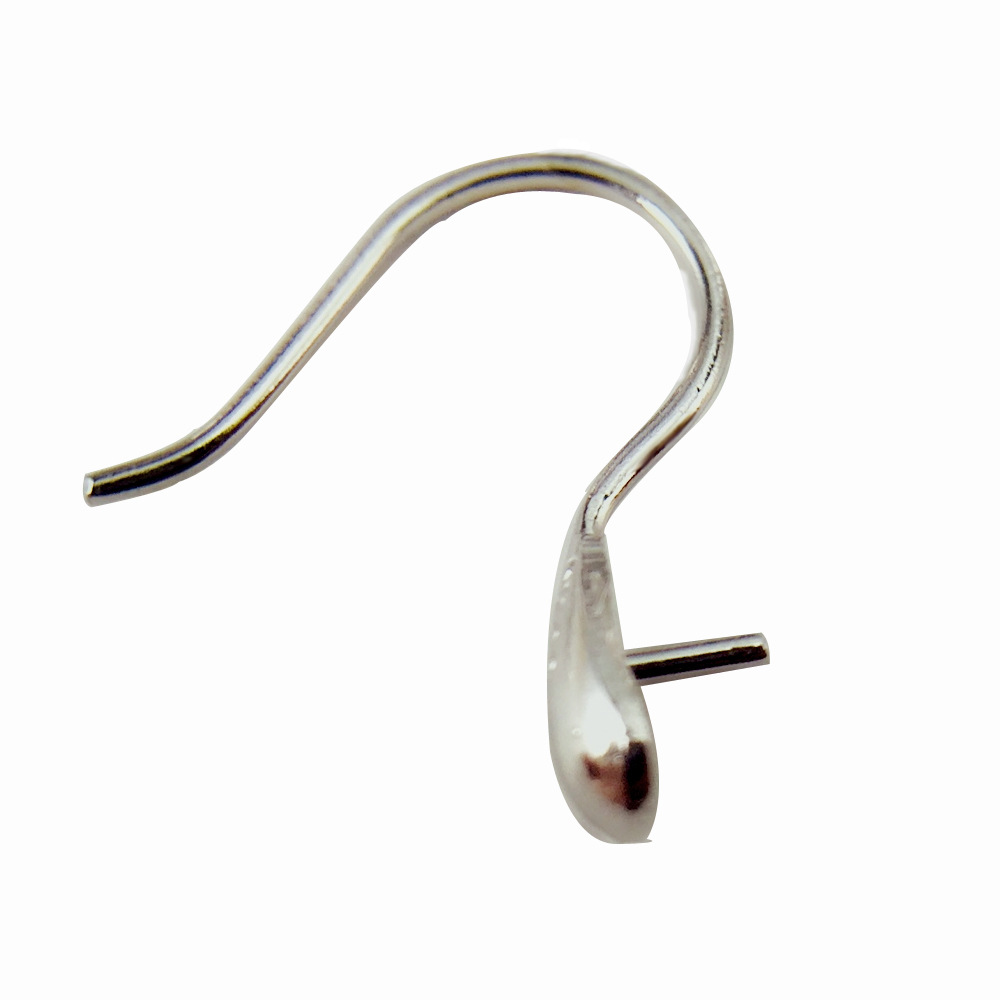 925 Sterling Silver Earrings Women's High Heels Soup Spoon Ear Hook Tray Pearl Earrings Eardrop Frame Semi-Finished DIY Accessories Material