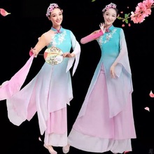 古典舞演出服女飘逸桃花表演服中国舞舞蹈服扇子舞服装新款套装