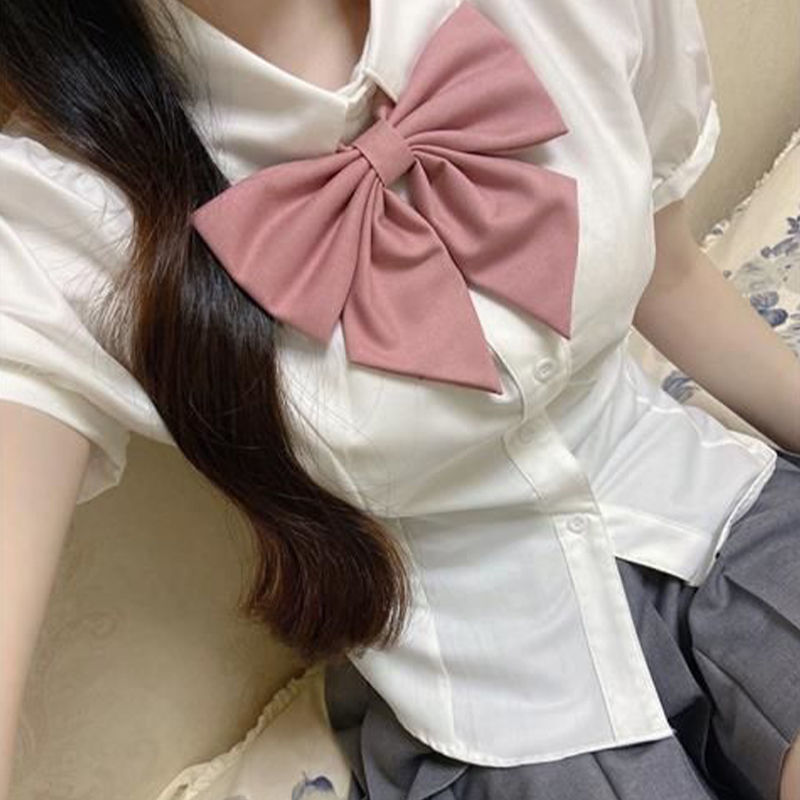 日系jk制服衬衫女学院风收腰显瘦白色衬衫纯欲辣妹设计感别致上衣