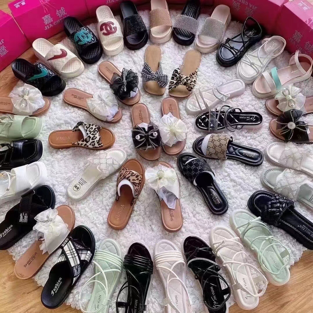 地摊女士凉拖鞋 杂款女凉拖 断码杂款处理便宜女凉鞋 跑量地摊鞋