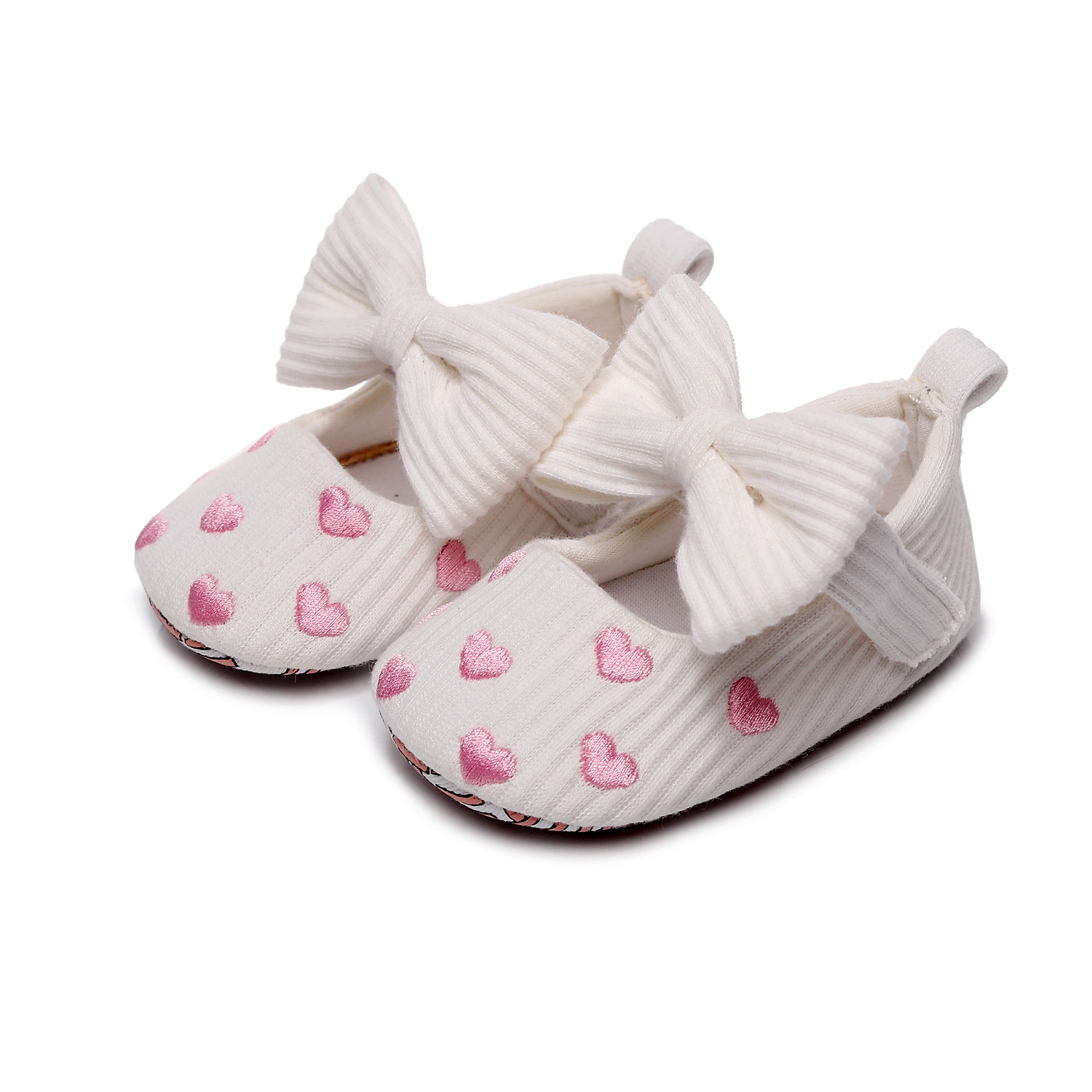 baby shoe Autumn New Embroidered Peach Heart Bow Princess Single Shoes Girls' Shoes Baby Baby Non-Slip Toddler Shoes Wholesale