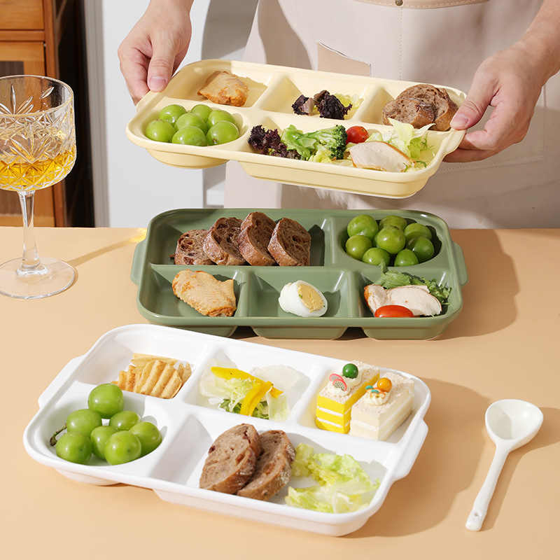 陶瓷分格餐盘大号成人分餐盘家用减脂月子餐餐具一人食分隔早餐盘