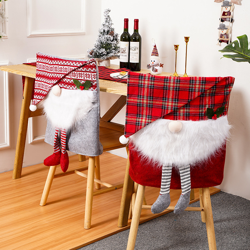 Cross-Border New Arrival Christmas Decoration Long Leg Faceless Old Chair Hotel Hall Restaurant Christmas Party Layout Supplies