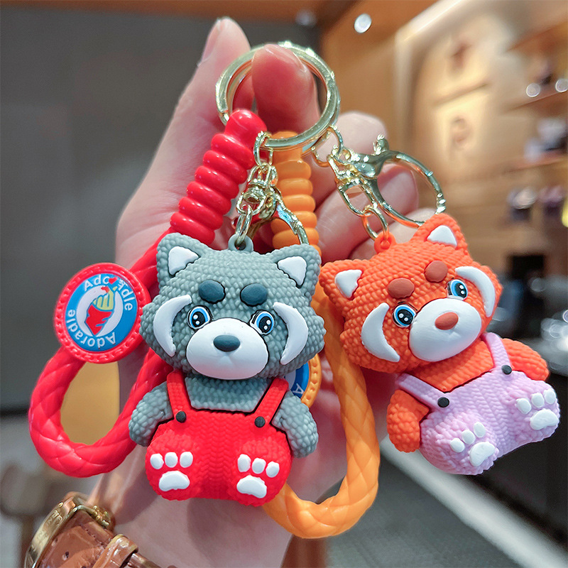 Cartoon Anime Wool Raccoon Keychain Hanging Piece Pendant Car Key Chain Ground Push Gift Night Market Gift Wholesale