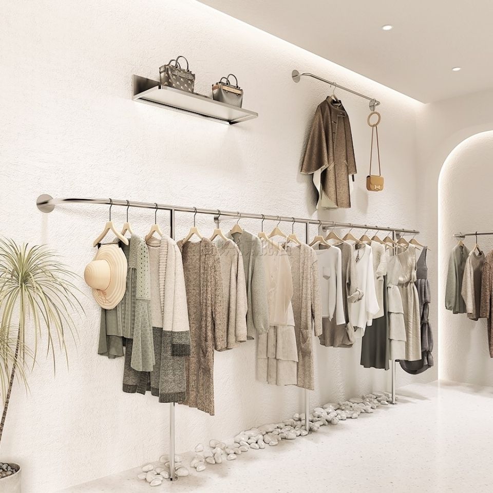 服装店展示架女装店货架专用上墙侧挂壁挂店铺陈列挂衣架金色银色