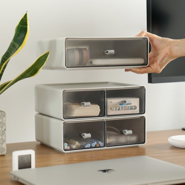 Office Transparent Drawer Desktop Storage Box Cosmetics Desk Stationery Storage Cabinet One Generation