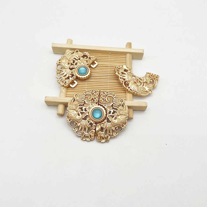 现货供应金属盘扣勾扣婚庆衣领扣婚纱披肩凤凰对扣汉服旗袍披肩扣