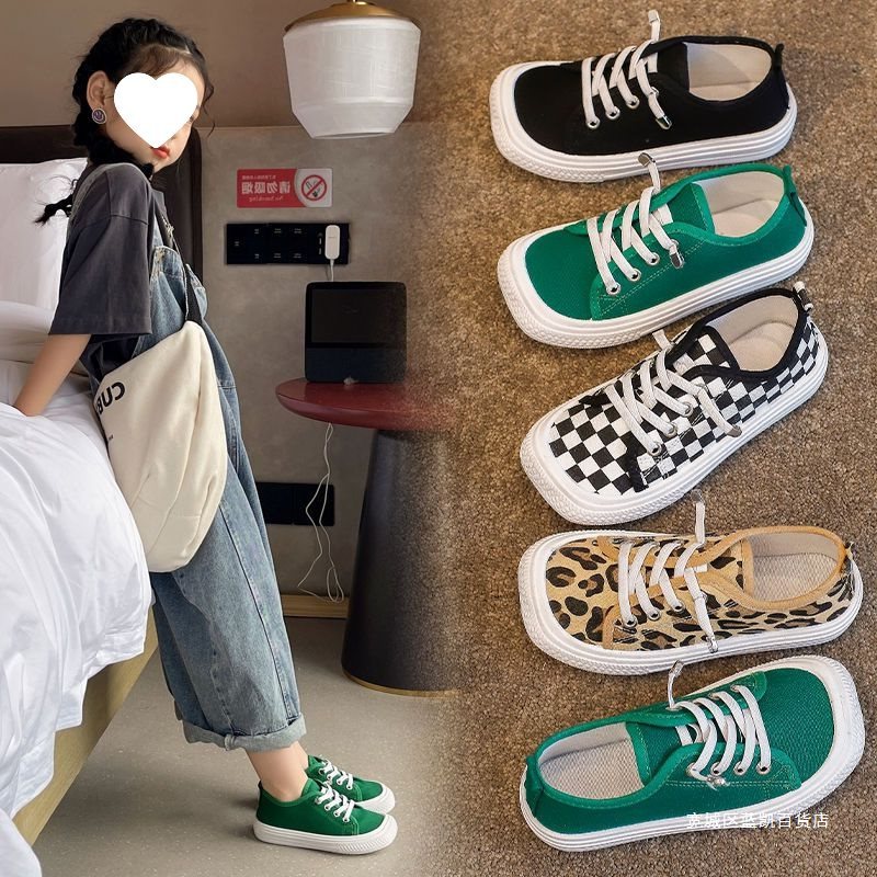 儿童帆布鞋2022春秋新款女童板鞋夏季男童鞋子方头休闲丑萌渔夫鞋