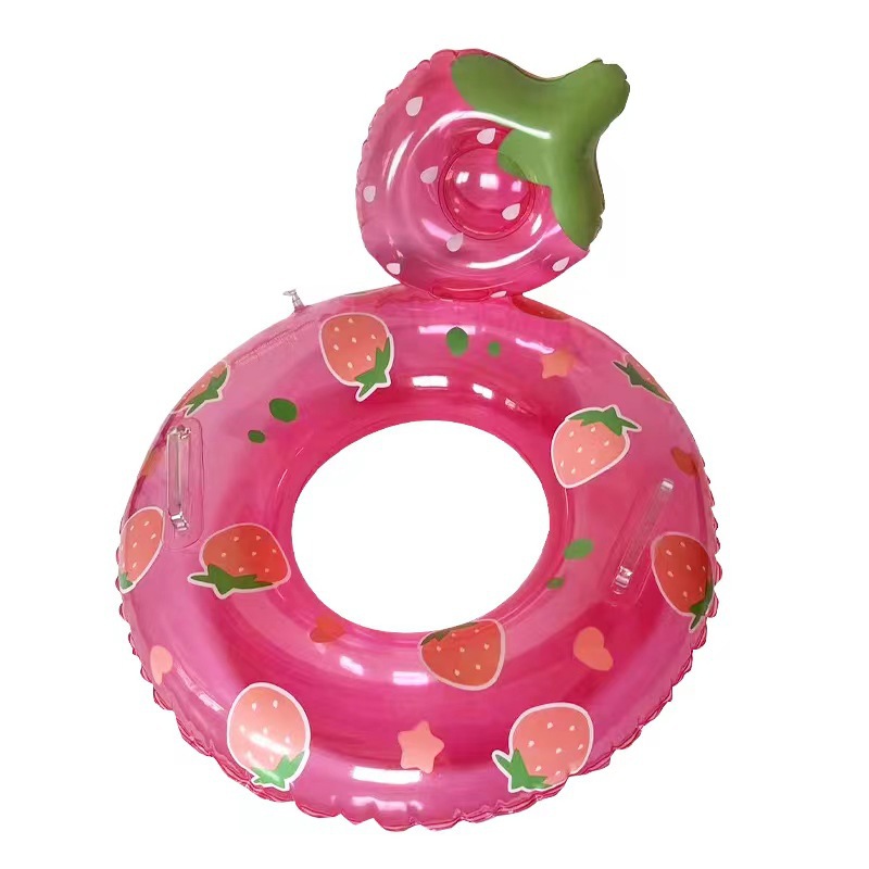 Cartoon Inflatable Water Cute Strawberry Children Harness Handle Sponge Insole Seat Ring Inflatable Fruit Shape Swimming Ring