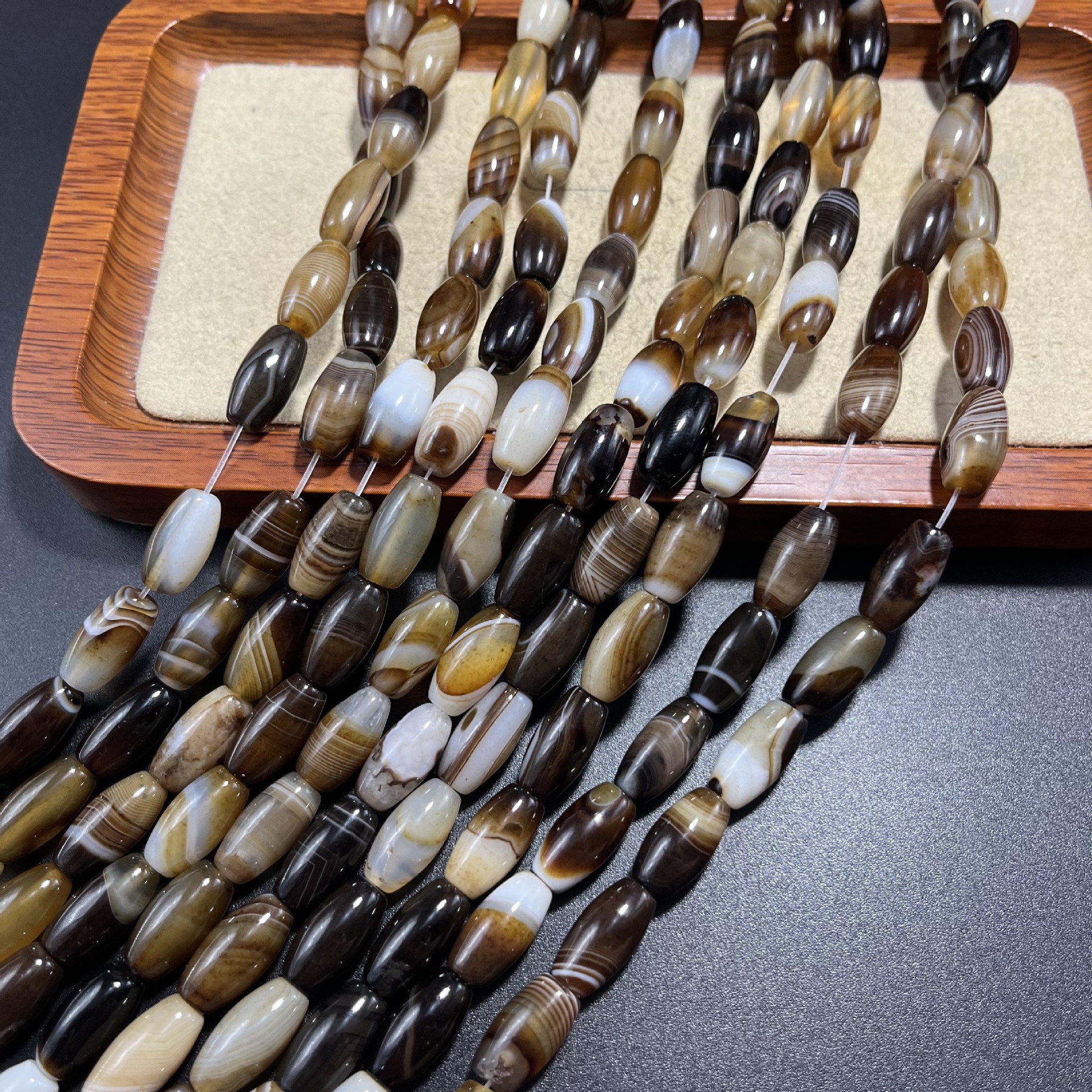 天然咖色巴西缠丝玛瑙管珠散珠配圆珠diy饰品手链项链勒子天珠