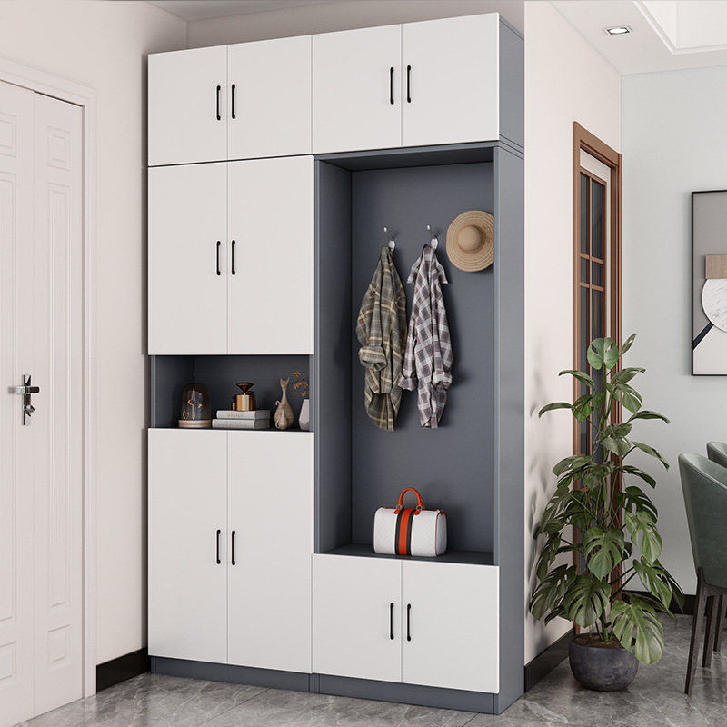 厅玄关家用口大容量木质简约现代挂衣架鞋柜储物衣帽柜子