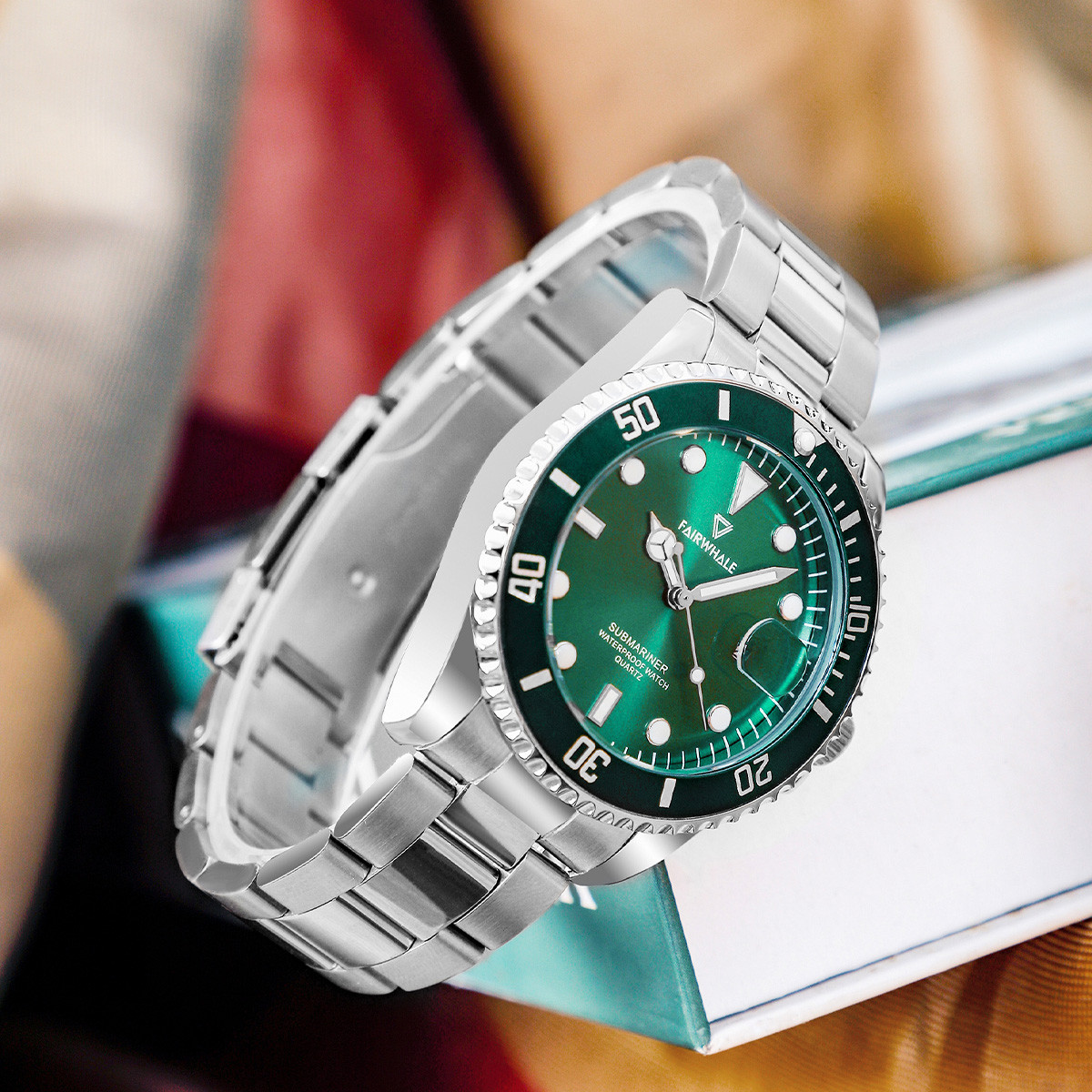 马克华菲爆款绿水鬼夜光日历非机械表 瑞士手表男士防水外贸爆款