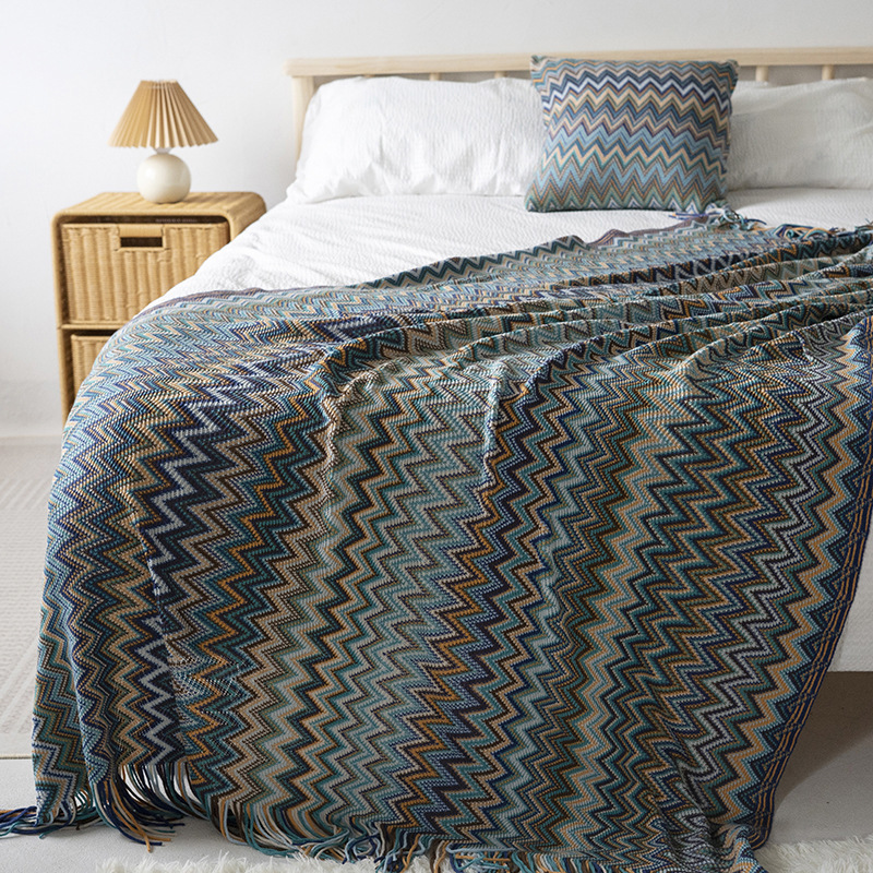 [Elshi] Bohemian Sofa Cover Cover Blanket Nordic Blanket Four Seasons Knitted Blanket Office Nap Blanket Bed