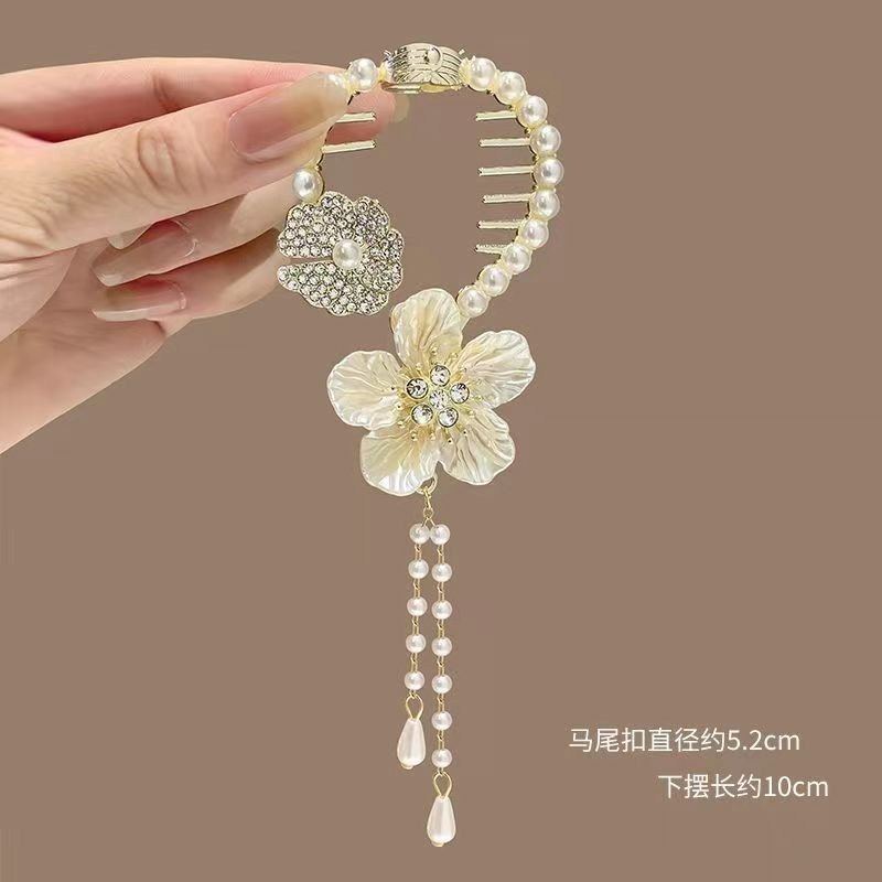 Antique Style Lily Tassel Hairpin Bun Fixed Gadget Grip Female High Sense Hair Clip Half Tie Updo Hair Claw