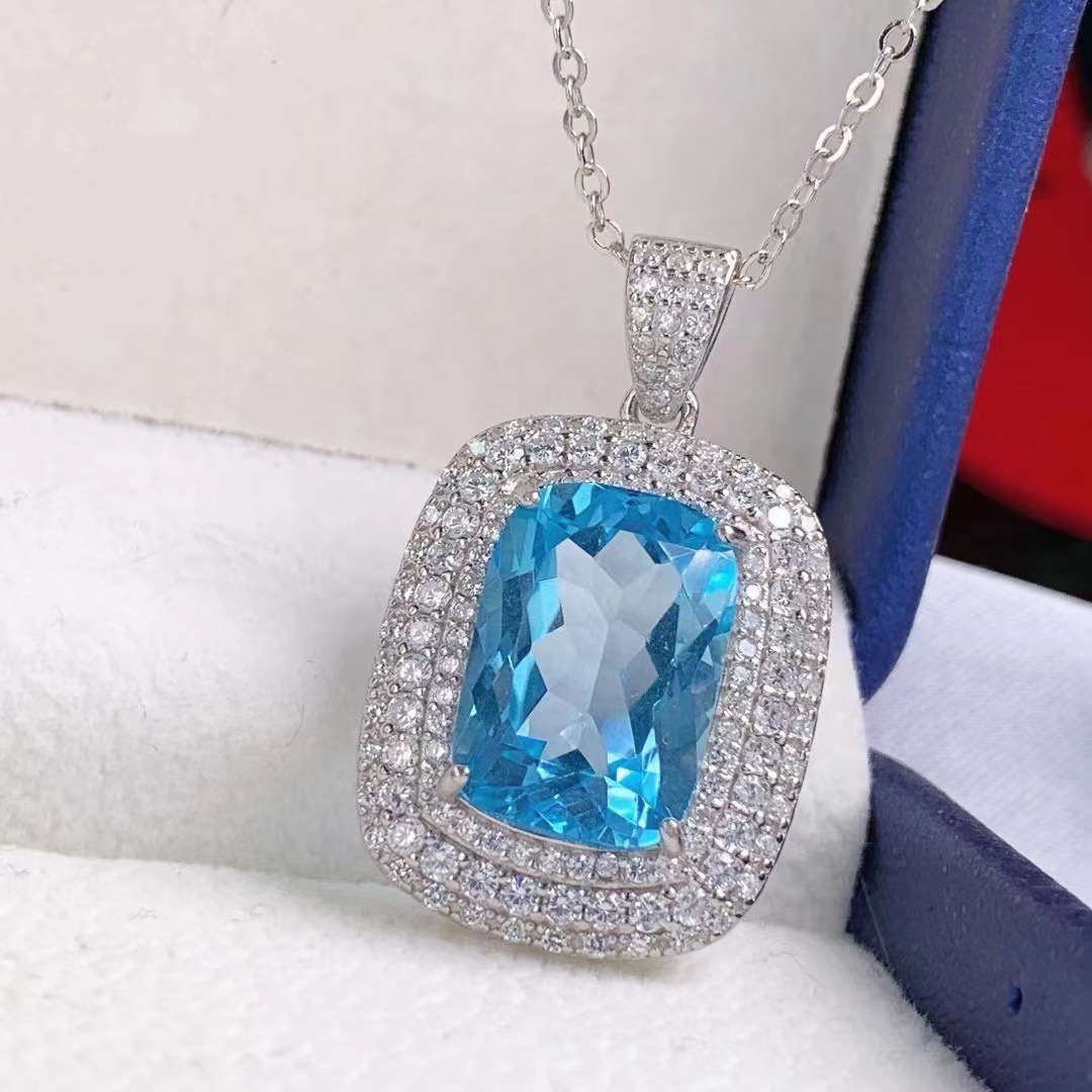 天然托帕石镶嵌925银做工漂亮时尚女火彩超闪主石10×14mm-阿里巴巴