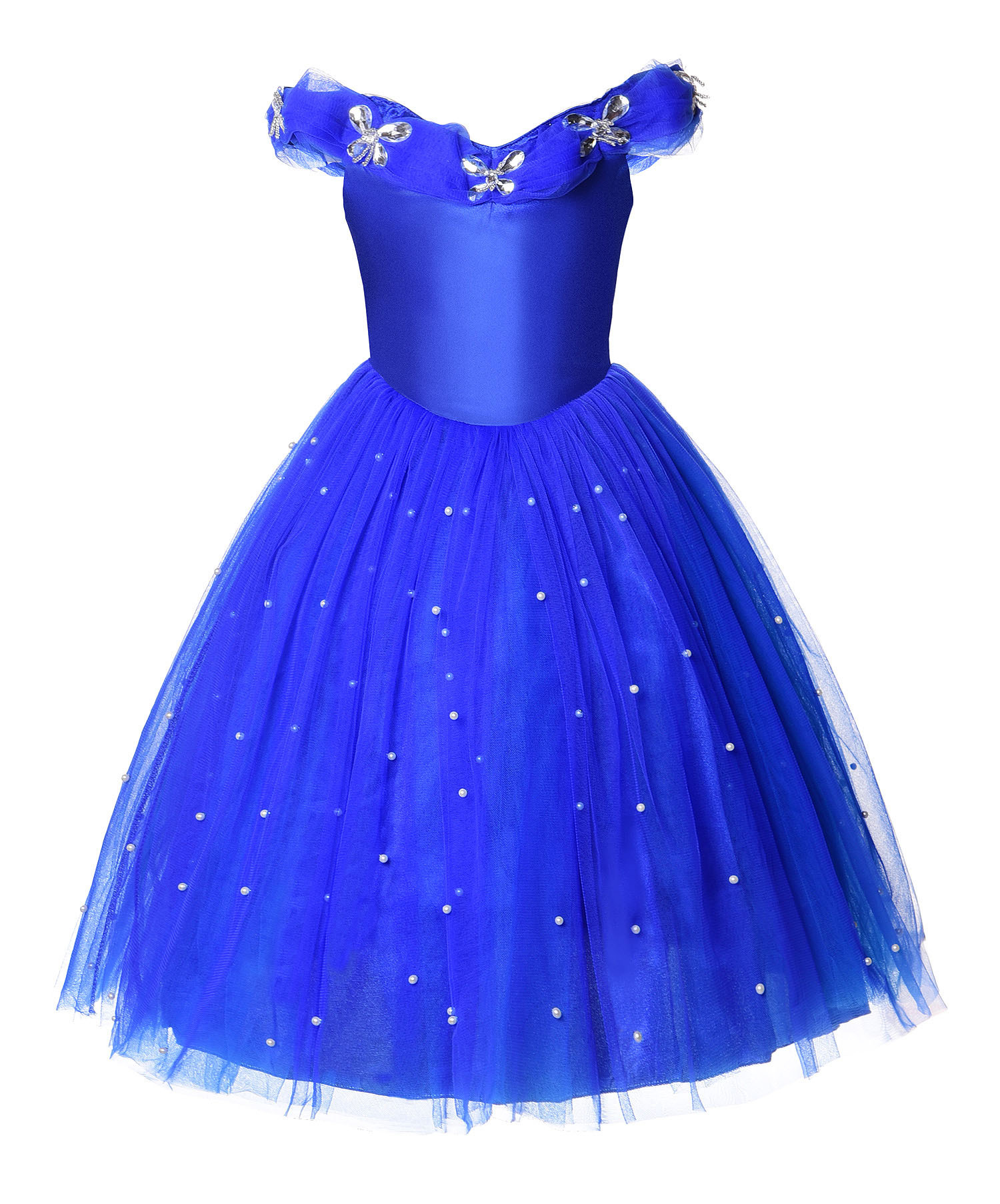 万圣节演出礼服灰姑娘公主裙夏女童连衣裙钉珠蝴蝶儿童裙一件代发