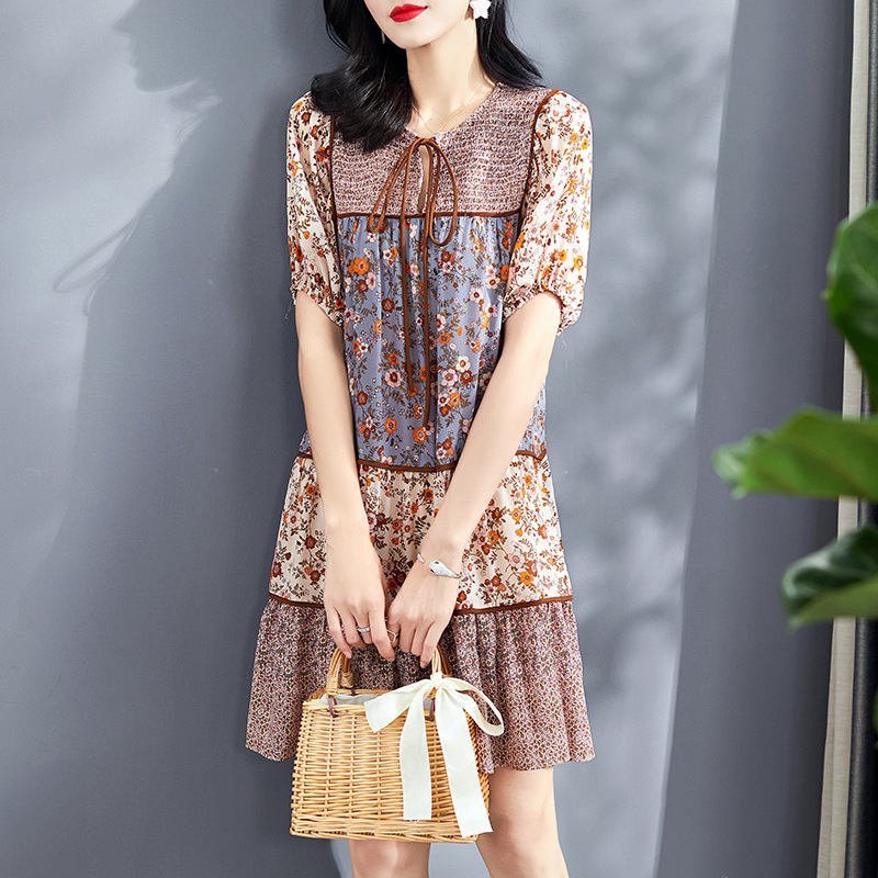 73606碎花真丝连衣裙