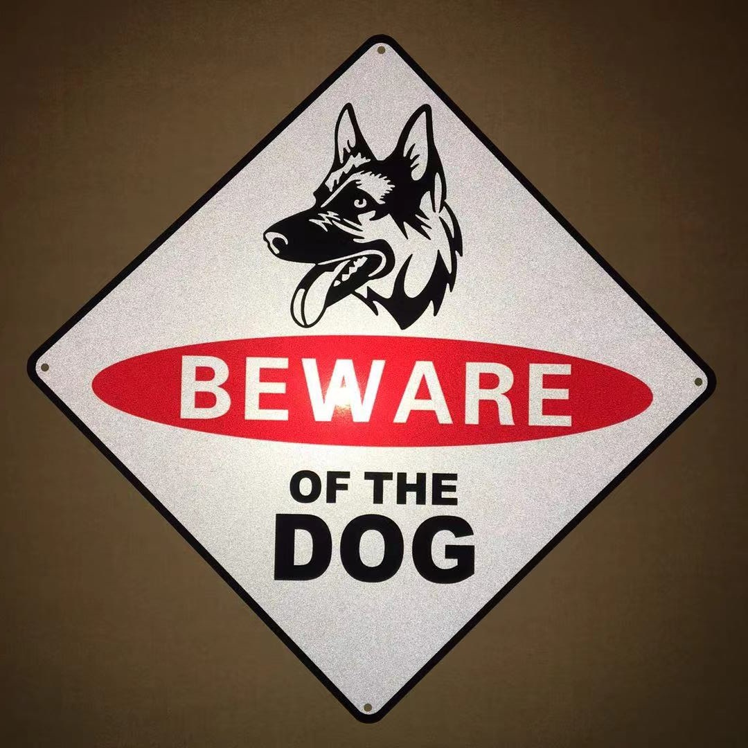 供应当心恶犬外贸标牌铝反光标志牌亚马逊标识标牌定制