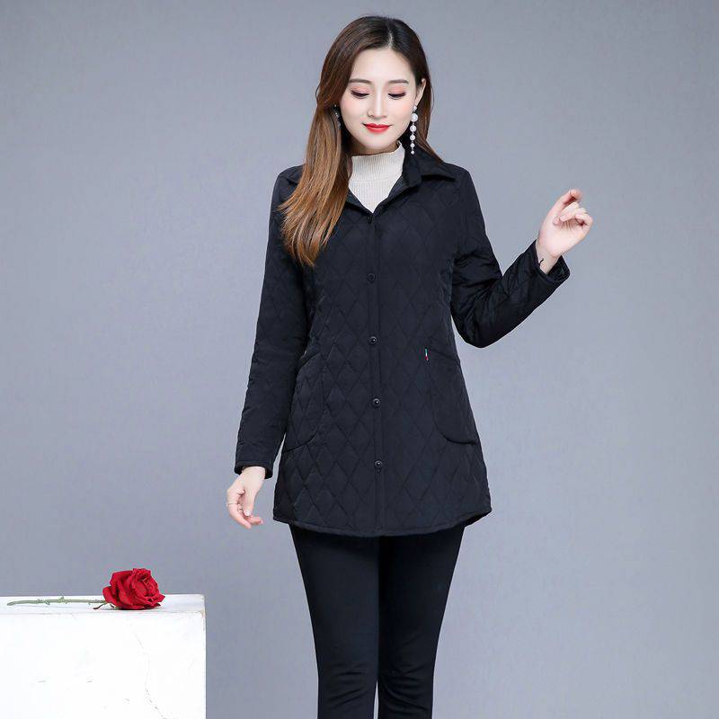 Autumn and Winter New Lightweight Cotton Coat Coat Middle-Aged Women's Cotton-Padded Jacket Mid-Length Loose Western Style Cotton-Padded Top for Women