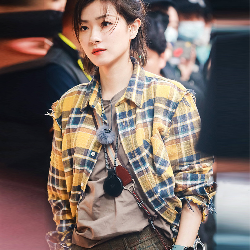 明星同款格子衫女