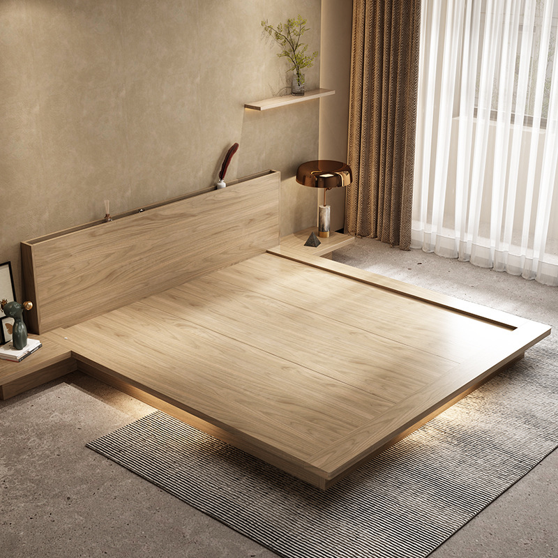 北欧双人床日式榻榻米床主卧地台床现代简约公主婚床卧室落地矮床