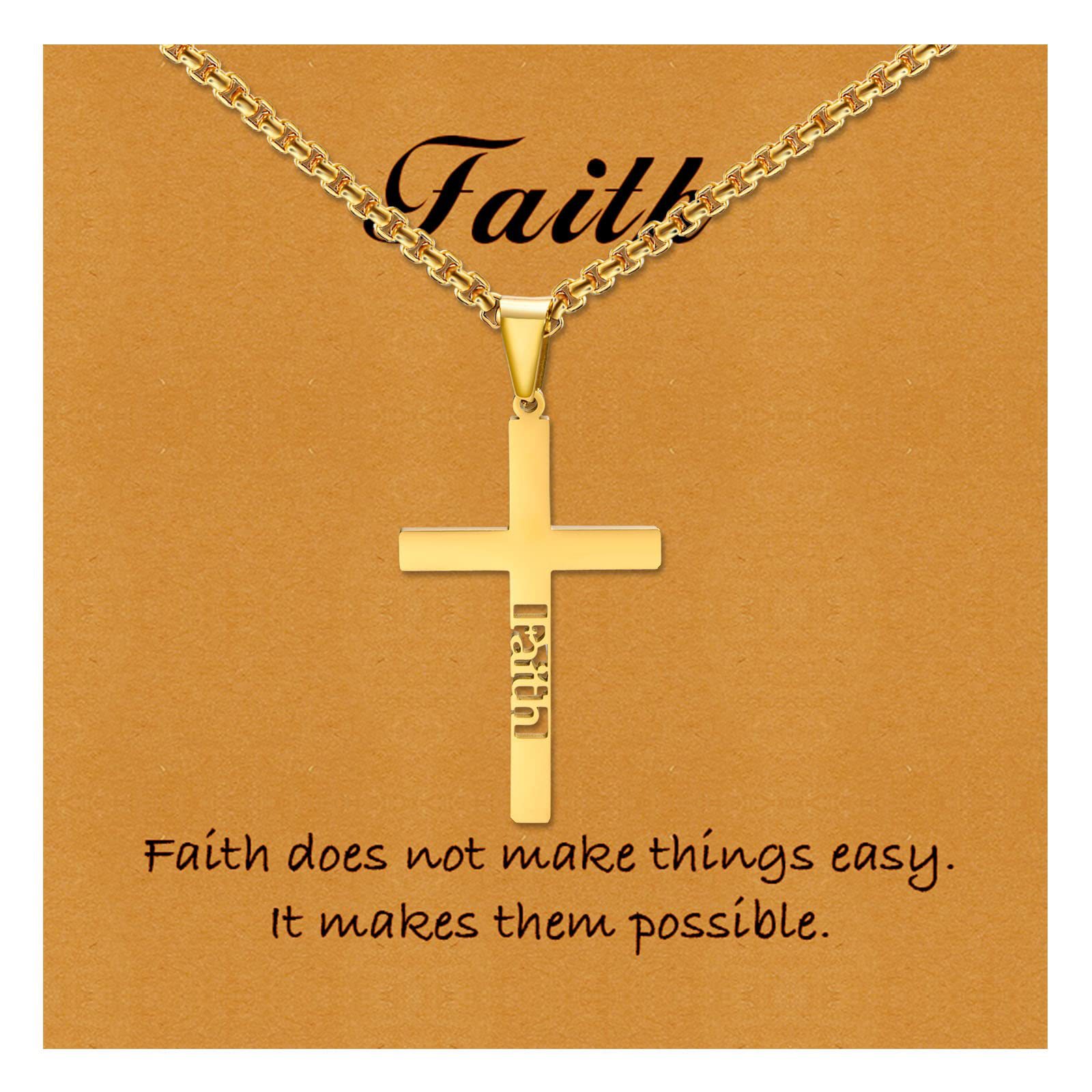 跨境欧美时尚Faith镂空十字架吊坠 信仰不锈钢项链个性嘻哈街头