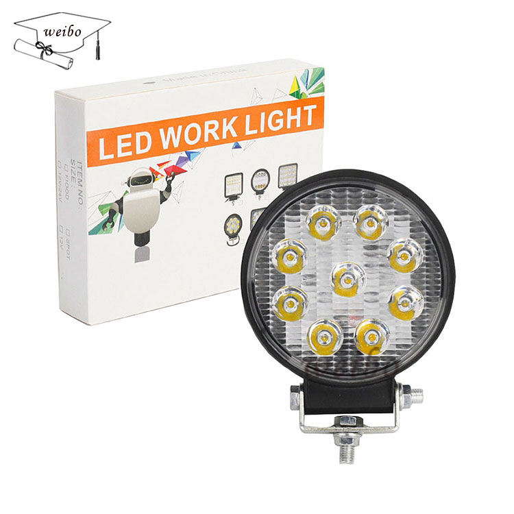 wb汽车led工作灯圆形4英寸9led12-24v驾驶灯射灯货车工程农机车照