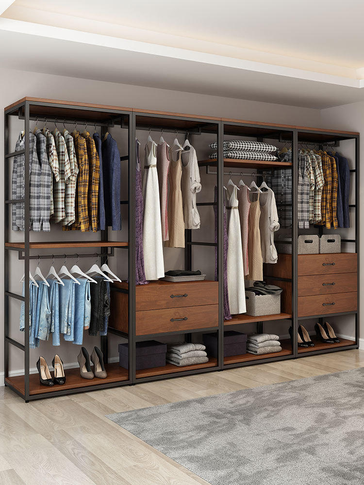 开放式衣柜衣帽间置物架金属衣帽架铁艺衣架卧室落地步入式挂衣架