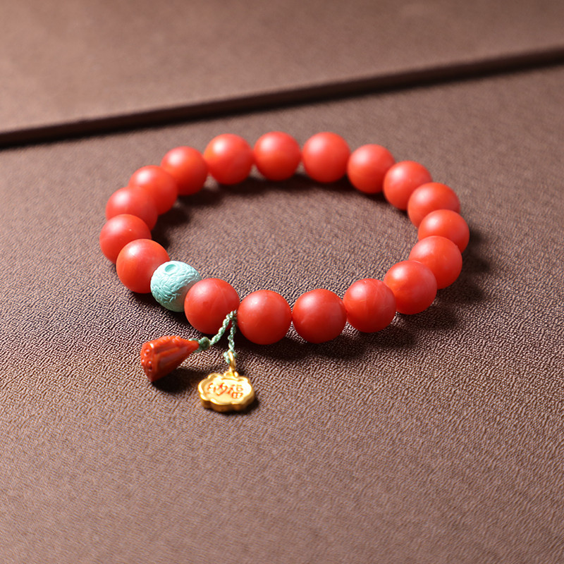 保山南红手串磨砂款10mm单圈diy女款搭配南红莲蓬松石简约大气