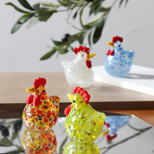 创意手工淄博博山琉璃大公鸡小摆件玻璃咕咕鸡家居装饰工艺品动物