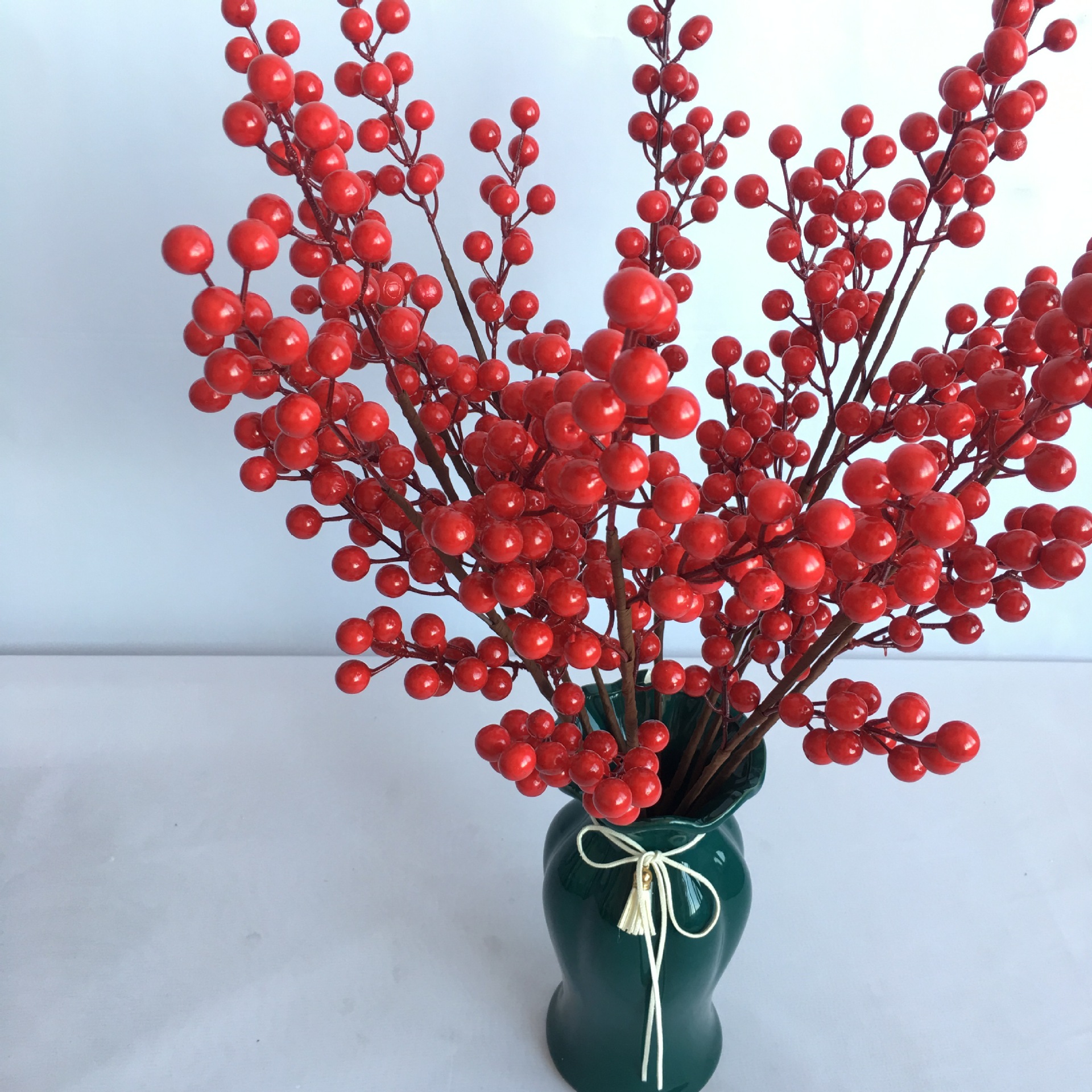 12球红果现货节日布置点缀摆设仿真相思豆北美冬青果红浆果发财果