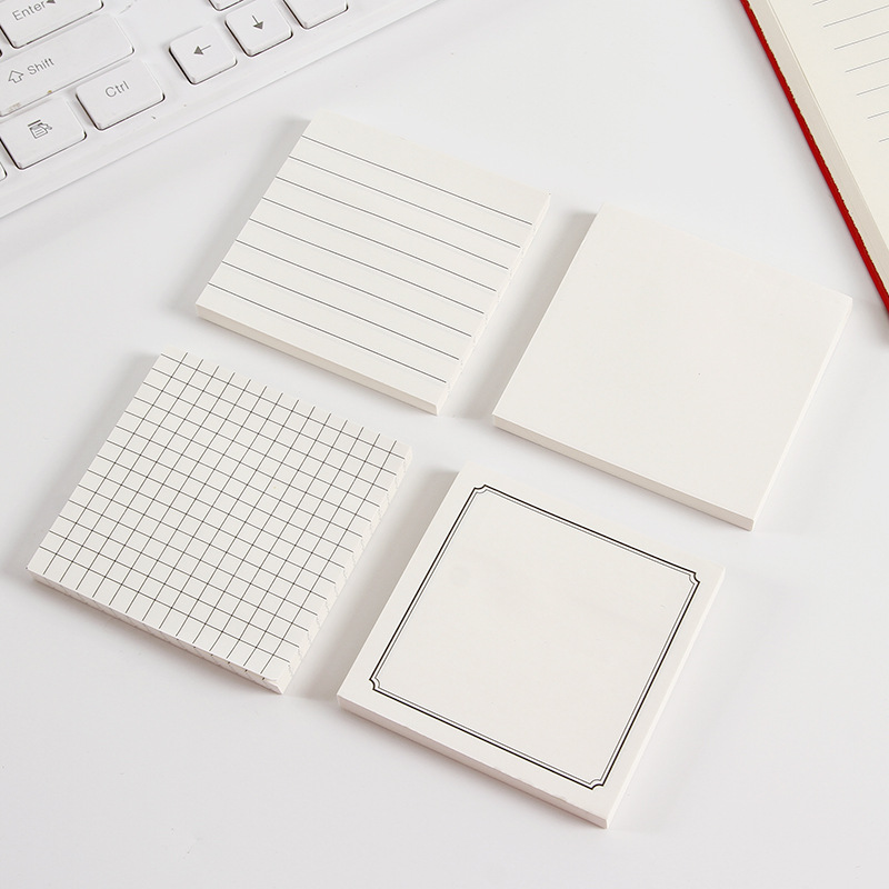 80页75*75mm白色空白便利贴本白带线 网格记事本可撕粘性便签纸