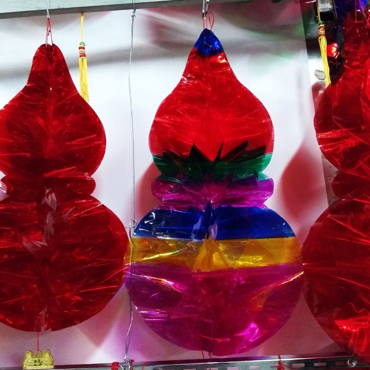 端午节葫芦挂饰亮面塑料葫芦彩色红色五月节门头室外客厅装饰批发