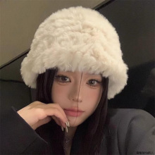 Fur plush fisherman hat female autumn and winter big head跨